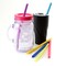 Norpro 9.75-Inch Reusable Jumbo Silicone Straws with Cleaning Brushes, Assorted Colors